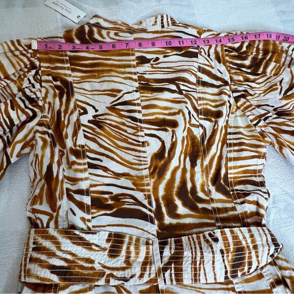 Anthropologie Love The Label Honey Puff Sleeve Swirl Midi Dress Zebra S NWT - Picture 15 of 15